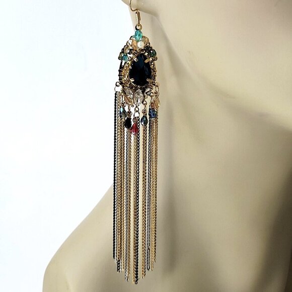 Colourful Long Tassel Earrings - Picture 1 of 8
